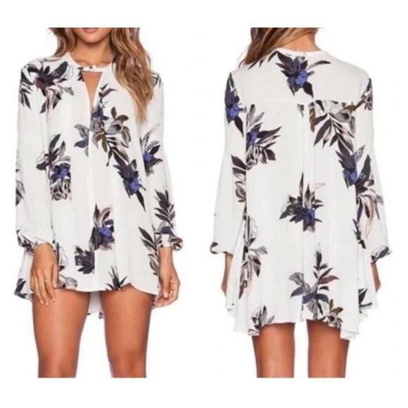 Free People Tree Swing Tunic Dress Sz Small White Floral Lace Concert Festival - Picture 1 of 14